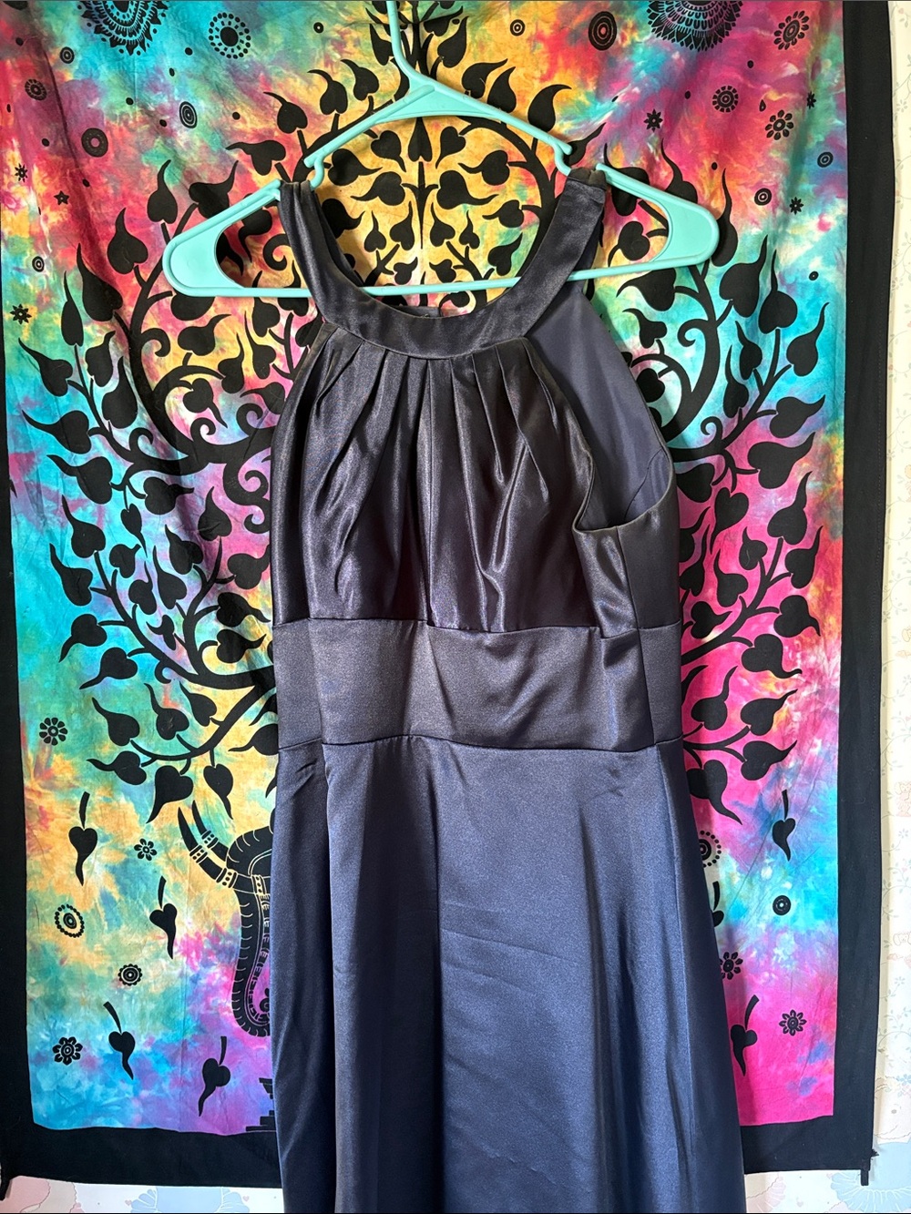 JJs House Navy Satin Halter Bridesmaid Dress